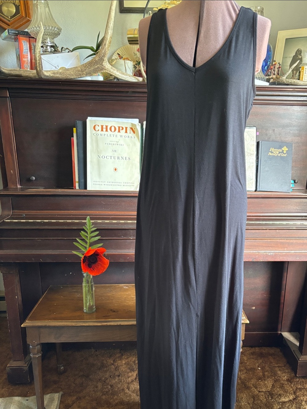 Eyeshadow Black Sleeveless V-Neck Maxi Dress
